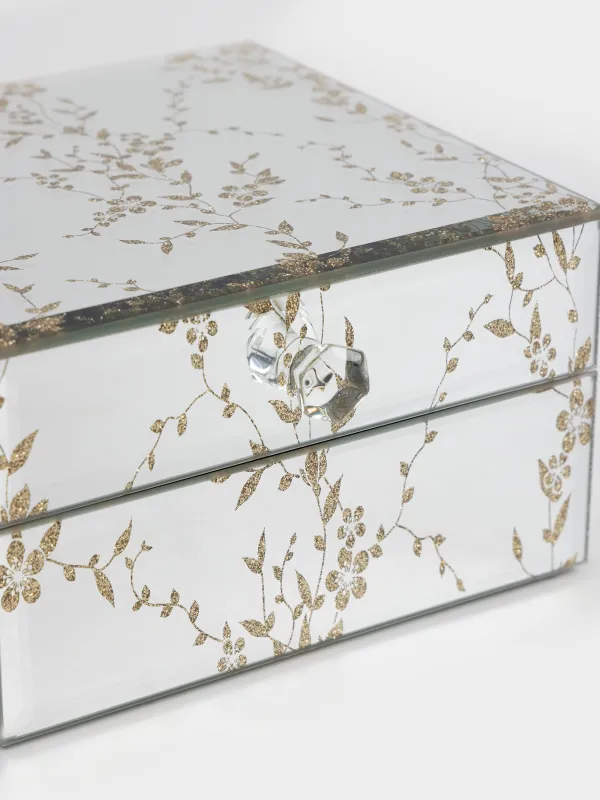 Шкатулка для украшений, 13x13 см, стекло, зеркальная, Ветви, Glossy, image-2