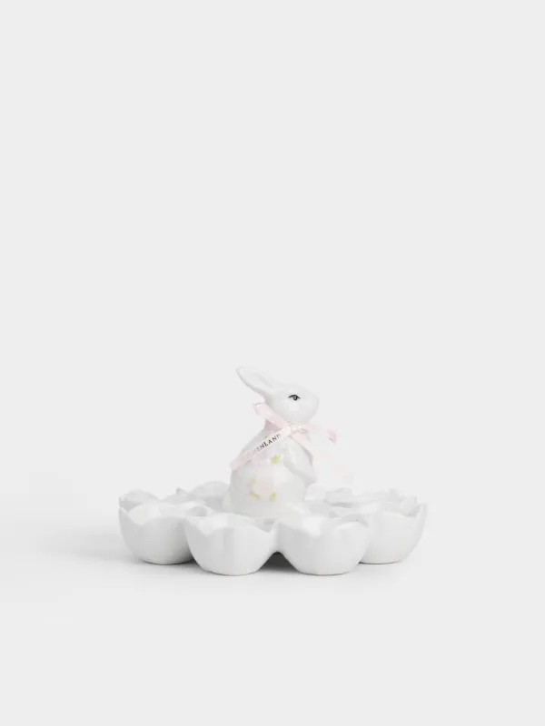 Пасха ыдысы, 18х12 см, 8 бөлім, керамика, сүт түстес, Гүлдер арасындағы қоян, Flora Easter, image-6