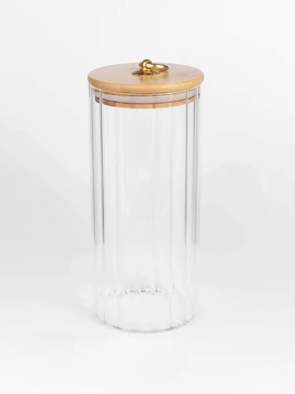 Банка для сыпучих продуктов, 1,1 л, стекло Б/бамбук, Camellia, image-0