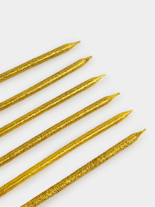 Свеча для торта, 15 см, 6 шт, тонкая, шампань, Birthday party, image-4