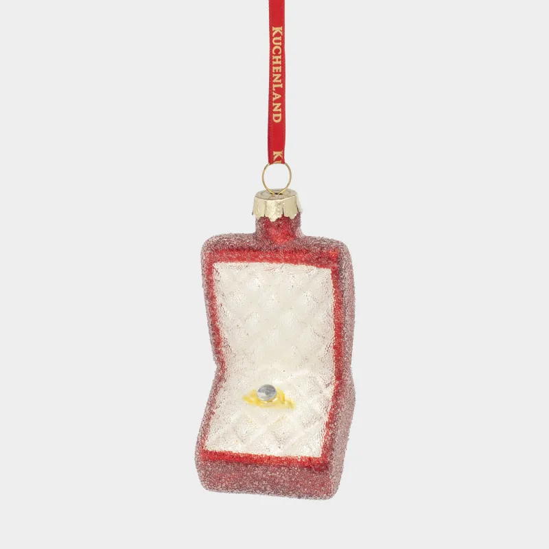 Шырша ойыншығы, 5х7 см, шыны, жылтырақтары бар, қызыл, Сақинасы бар қорап, Figure christmas