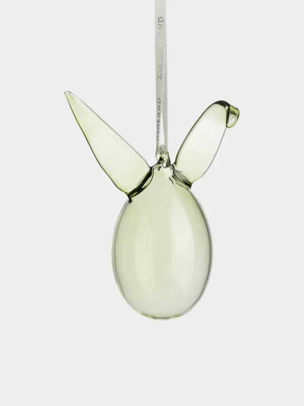 Подвеска декоративная, 7х10 см, стекло, зеленая, Пасхальное яйцо с ушами, Flora Easter, image-1