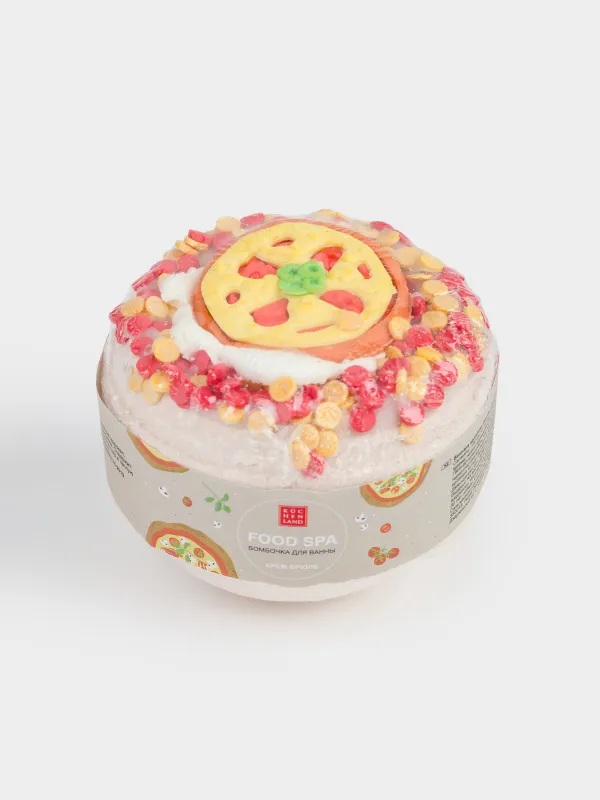 Бомбочка для ванны, 130 гр, с игрушкой, молочная, Крем-брюле, Пицца, Food spa, image-2