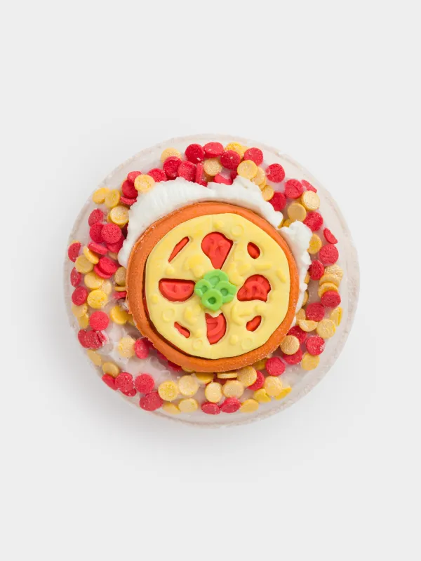 Бомбочка для ванны, 130 гр, с игрушкой, молочная, Крем-брюле, Пицца, Food spa, image-0