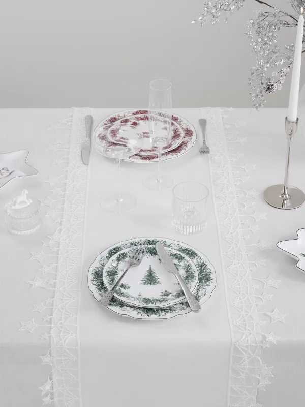 Үстел төсеніші, 40х160 см, шілтерлі, полиэстер, ақ, Жұлдыздар, Stars framed, image-3