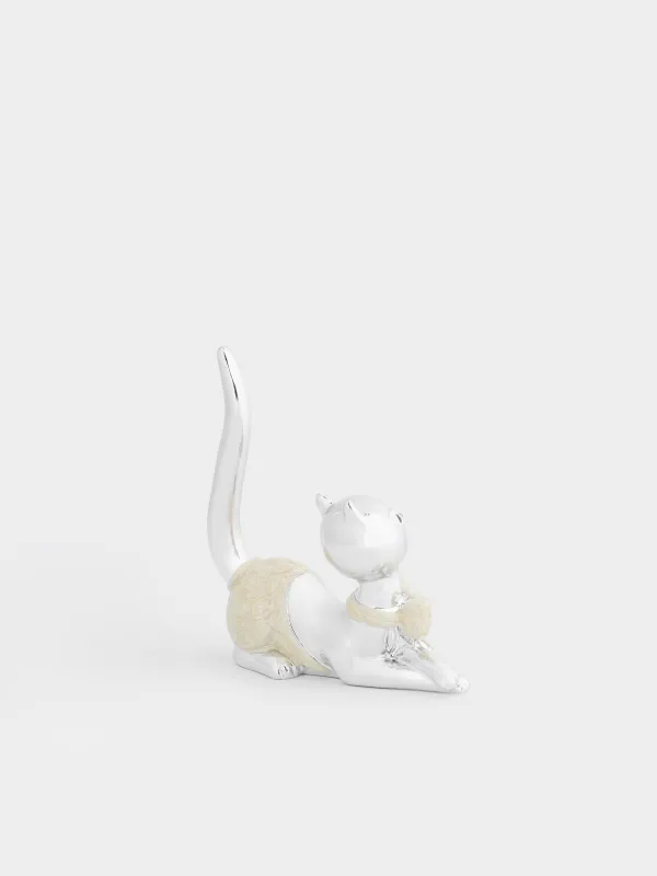 Зергерлік ұстағыш, 9 см, полирезин, күміс, садақ мысық, мысық, image-2