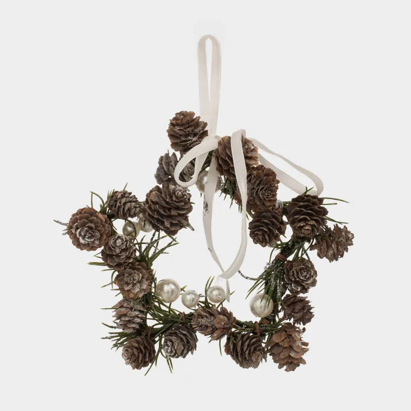 Венок декоративный, 9/18 см, пластик/металл, Шишки с бусинами, Conifer delice