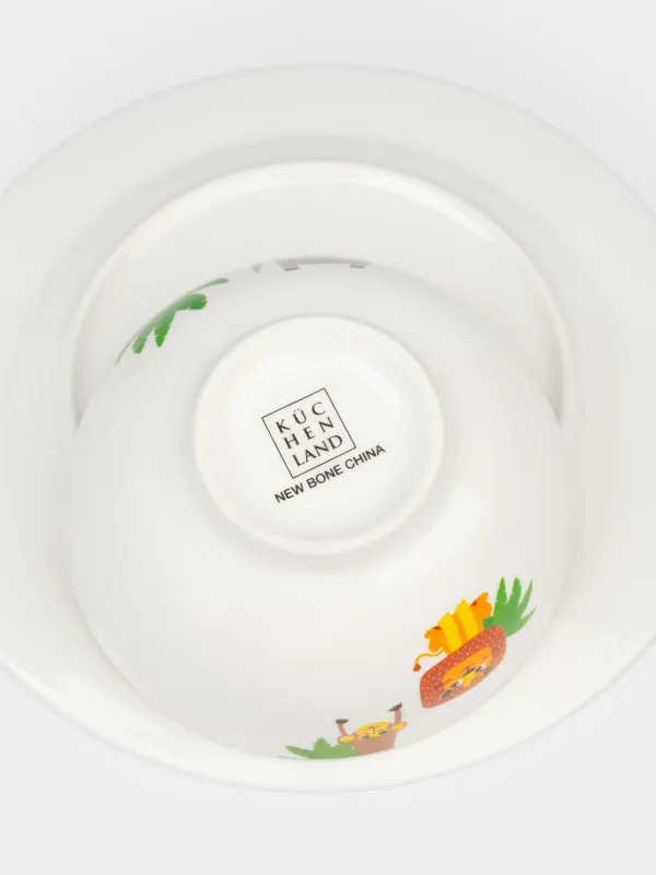 Ыдыс-аяқ жинағы, балаларға арналған, 1 адам, 3 зат, фарфор N, ақ, Жануарлар, Jungle, image-6