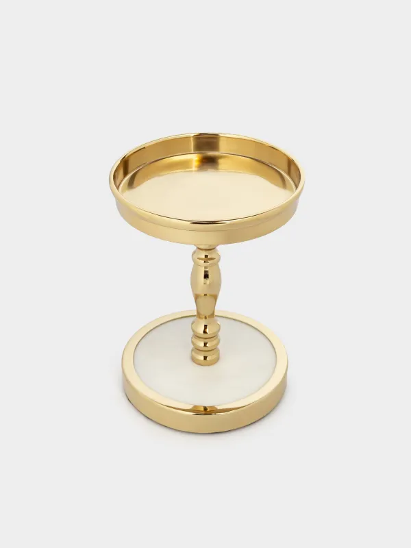 Шам ұстағыш, 30 см, бір шам үшін, аяқта, металл / шыны, алтын, Кракель, фантастикалық алтын, image-3