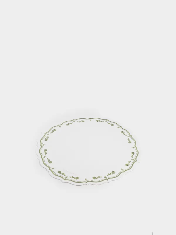 Салфетка под приборы, 38 см, ПВХ/полиэстер, фигурная, молочная, Винтажные цветы, Rock embroidery, image-1