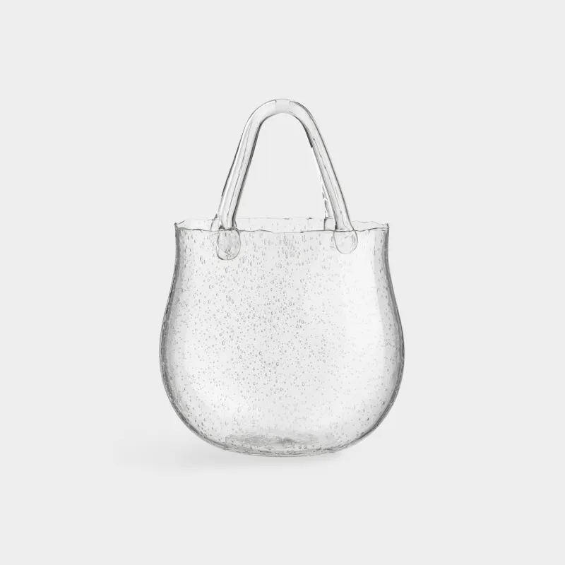 Ваза для цветов, 31 см, декоративная, с ручкой, Сумка, Clear