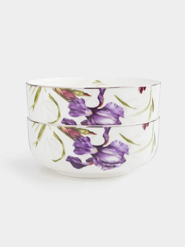 Салатник, 15x6 см, 680 мл, 2 шт, фарфор F, с серебристым кантом, Ирис, Antarctica Flowers, image-0