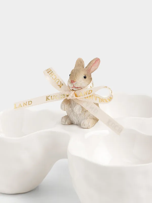 Пасха ыдысы, 11х8 см, 3 бөлім, фарфор Р, ақ, Қоян, Rustic Easter, image-2