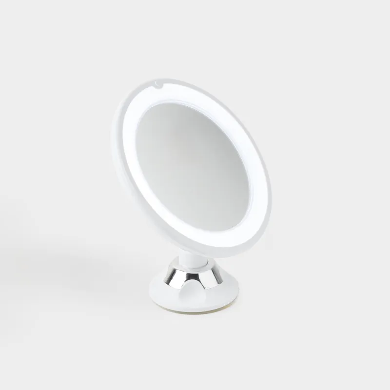 Аспалы айна, 19/12 см, үлкейтетін, жарықтандырылған, сорғышта, пластик, ақ, Mirror