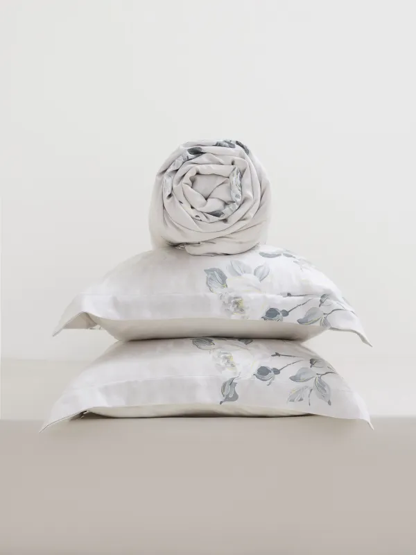 Төсек-орын жабдықтарының жиынтығы, еуро, tencel 300 ТС, ашық сұр, Гүлдер, Tencel, image-6