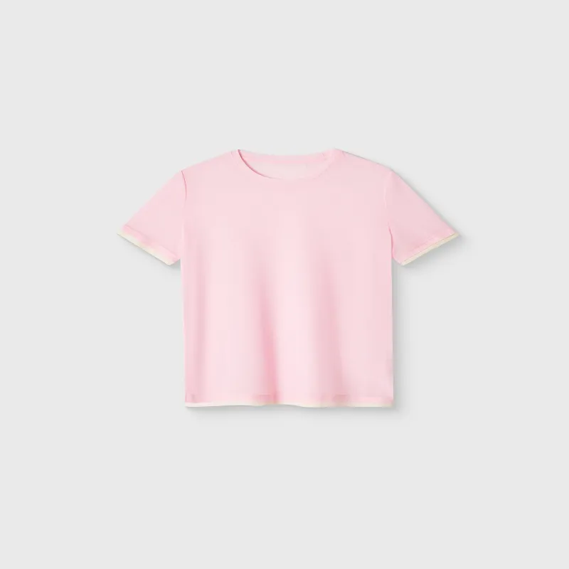 Әйелдер футболкасы, өлшемі S, жиегі бар, полиэстер/мақта, қызғылт, Franziska, image-5