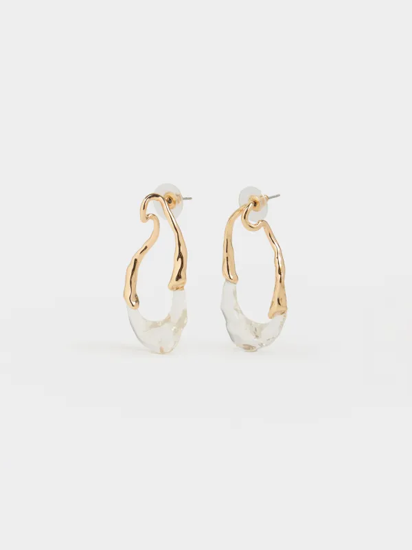 Пусет сырғалары, 4,5 см, 2 дана, металл/шайыр, алтын, Jewelry, image-1