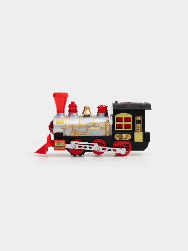 Ойыншық, 28х16 см, музыкалық, жарықтандырылған, пластик, күміс және қара, Пойыз, Game rail, image-1