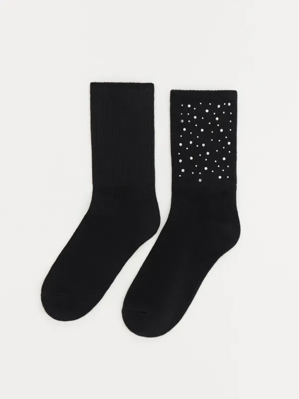 Носки со стразами, черные, Brilhar, image-0