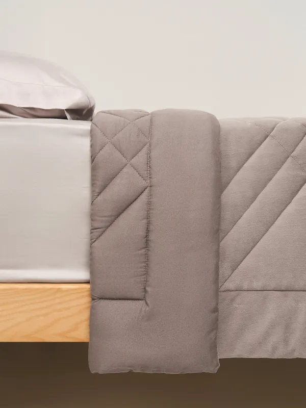 Покрывало, 220х240 см, стеганое, вельвет/микрофибра, серо-лиловое, Ромбы, Stitch velvet, image-2