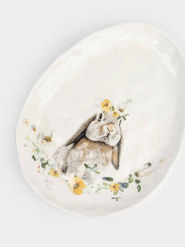 Блюдо, 21х16 см, Яйцо, Кролик с цветами, Natural Easter, image-3