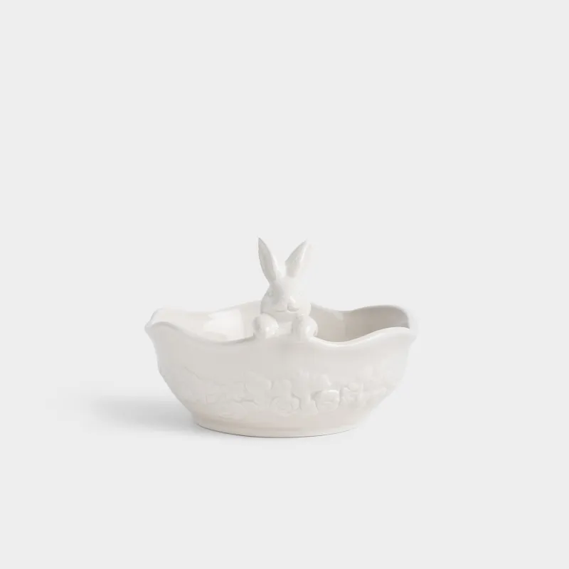 Салатник с декором, 19х12 см, Кролик с цветами, Rabbit pattern