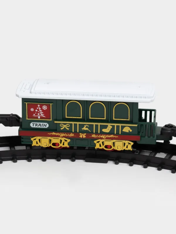 Железная дорога игрушечная, S, музыкальная, с подсветкой, пластик, Санта на санях, Game rail, image-6