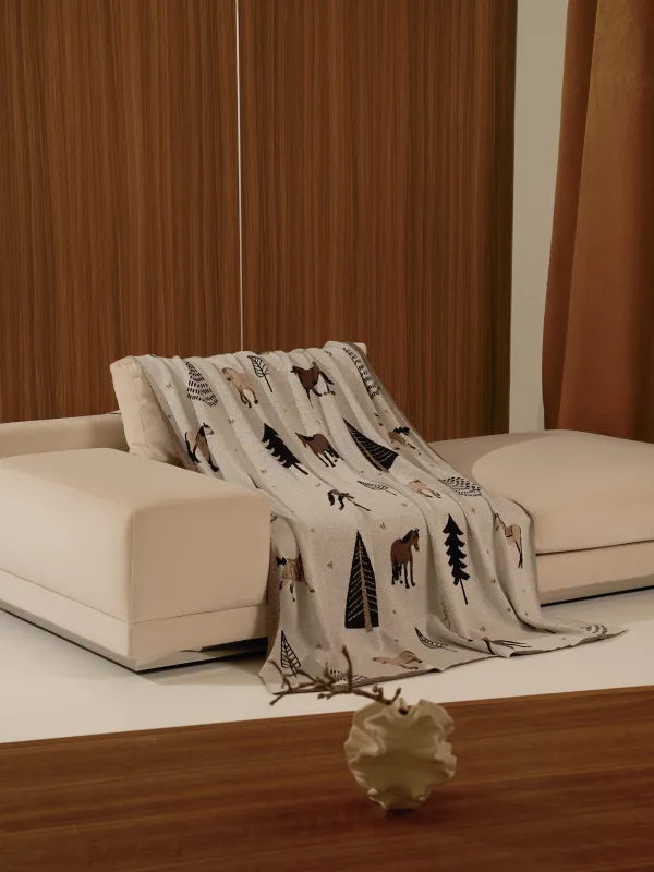 Жамылғы, 130х170 см, мақта/шенилл, ақ, Аюлар, Bear, image-1