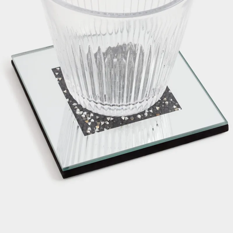 Саптыаяқ тұғыры, 10 см, шыны, шаршы, айна, Қара кристалдар, Glossy crystal, image-5