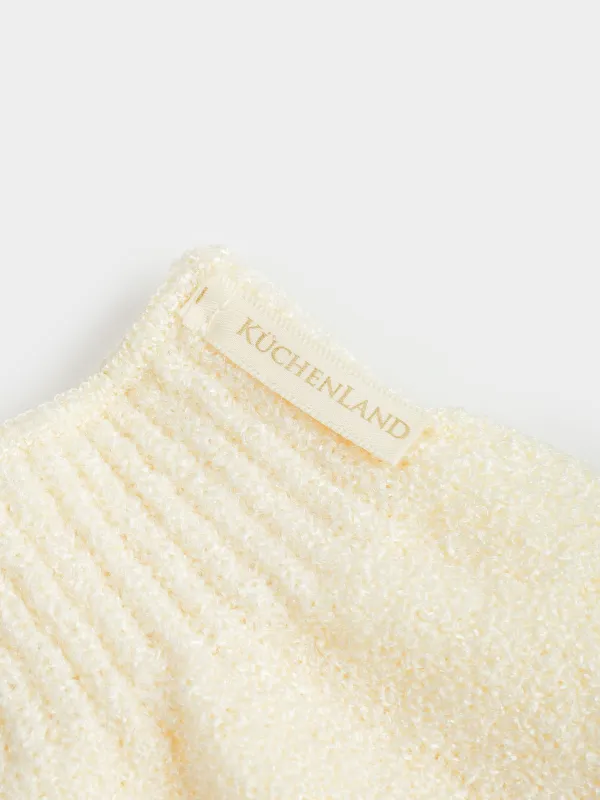 Перчатка для мытья тела, 20 см, 2 шт, отшелушивающая, нейлон, бежевая, Unique spa, image-3