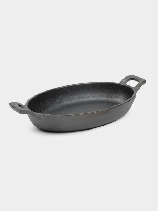 Таба, 18 см, стендте, тұтқалары бар, шойын/бамбук, сопақ, қара, Authentic, image-2