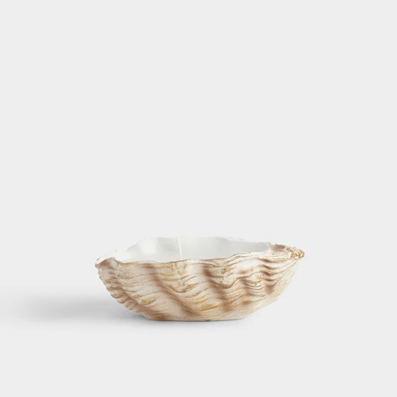 Шам, 8х12 см, шам ұстағышта, полирезин, алтын сүт, Устрица, Seaside candle