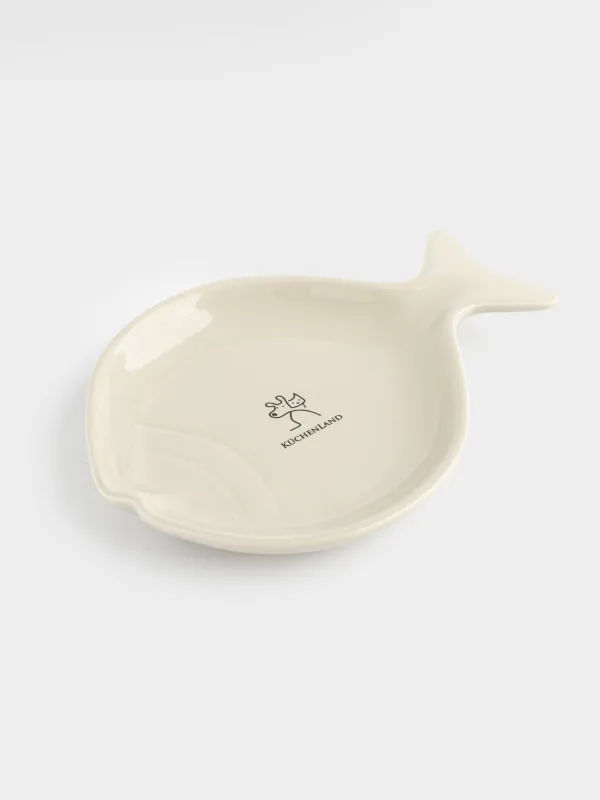 Миска для животных, 18х14 см, 100 мл, плоская, керамика D, серая, Рыба, Whiskers, image-1