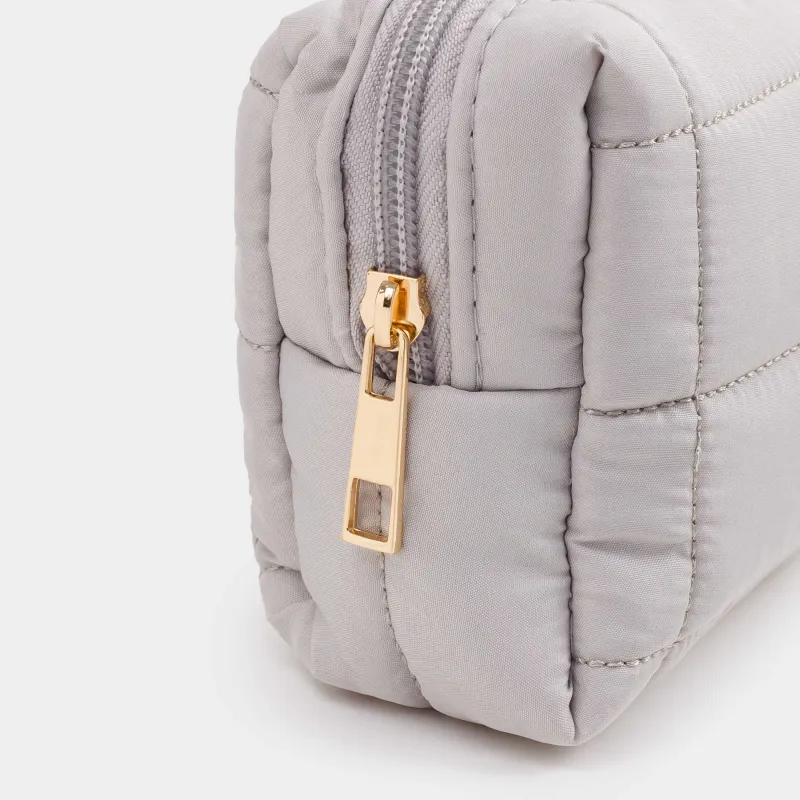 Косметичка, 18х11 см, стеганая, полиэстер, серо-бежевая, One stitch, image-3