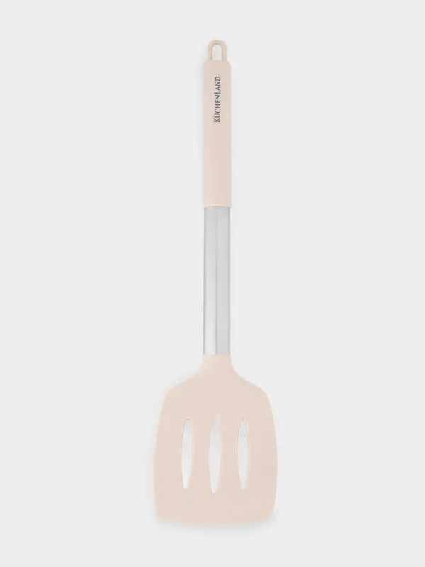 Қалақша, 34 см, саңылаулары бар, силикон / Болат, сұр-сарғылт қоңыр, Metallic, image-0