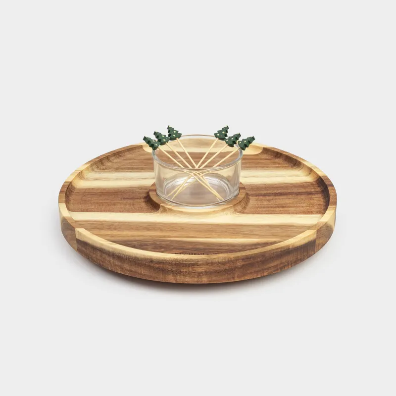 Тіскебасарларға арналған ыдыс, 28х5 см, кесесі бар, айналмалы, таяқшалары бар, ағаш/полирезин, Noble tree