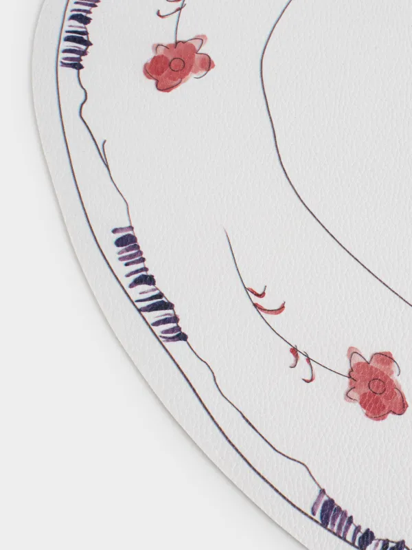 Салфетка под приборы, 32x44 см, ПВХ, фигурная, белая, Цветы, Rock print, image-3