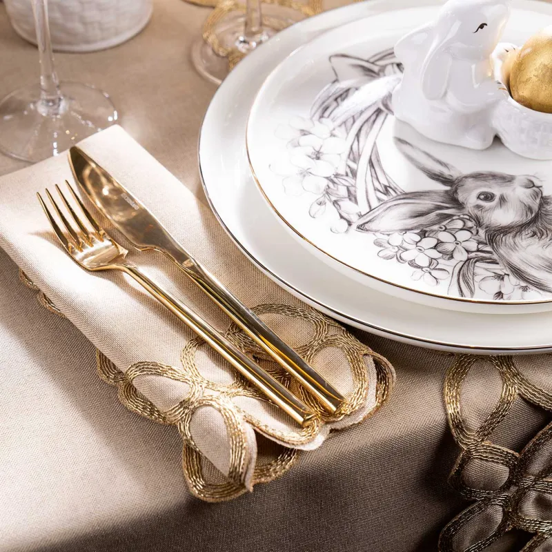 Ас құралдары, 6 тұлға, 24 зат, болат, алтын, Dublin, image-4