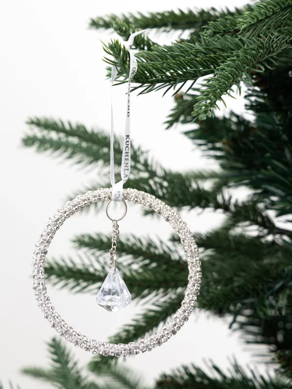 Шырша ойыншығы, 8 см, акрил/металл, күміс, Кристалы бар алқа, Ice crystal, image-2