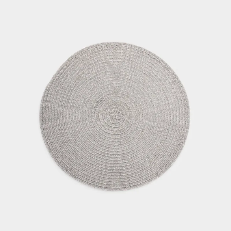 Салфетка под приборы, 38 см, полипропилен/ПЭТ, круглая, светло-серая, Basic