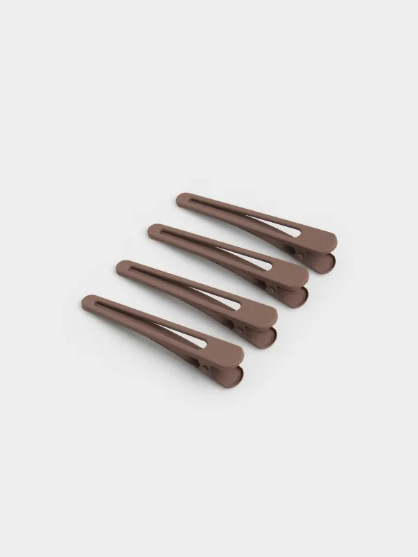 Заколка для волос, 8 см, 4 шт, металл, коричневая, Hair basic, image-1