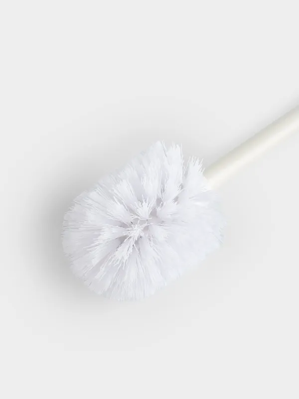 Дәретхана щеткасы, 46 см, тұғыры бар, пластик/полирезин, сүт түстес, White stripes, image-4