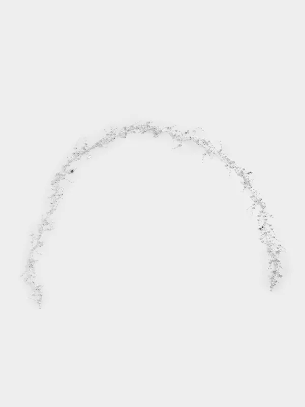 Ветка-гирлянда декоративная, 2 м, пластик/металл, Серебристые лошадки и бусины, Balls decor, image-0