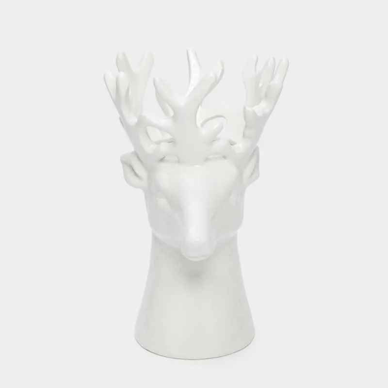 Гүл вазасы, 21 см, сәндік, керамика, ақ, Бұғы, Forest deers