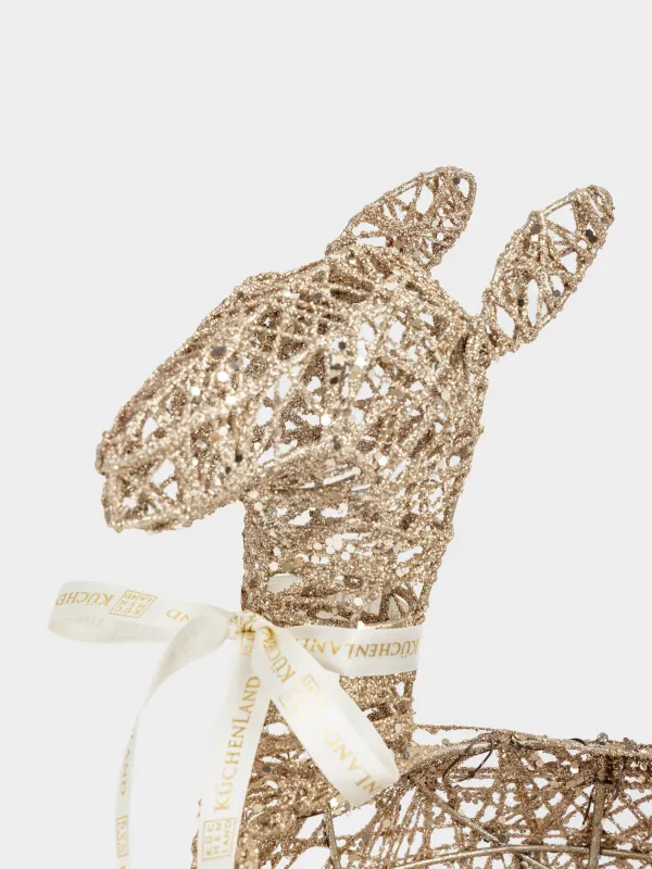 Корзина декоративная, 24x30 см, полиэстер/металл, шампань, Олень с бантиком, Deer sparks, image-3