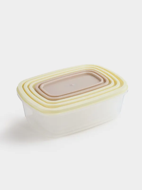 Контейнерлер жинағы, 5 дана, пластик, тікбұрышты, сүт/сұр-қоңыр, Rista, image-2