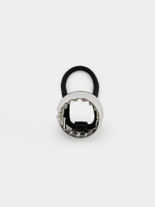 Шаш резеңкесі, 5 см, сақина-қысқышы бар, пластик, күміс түстес, Сақина, Hairstyle, image-1