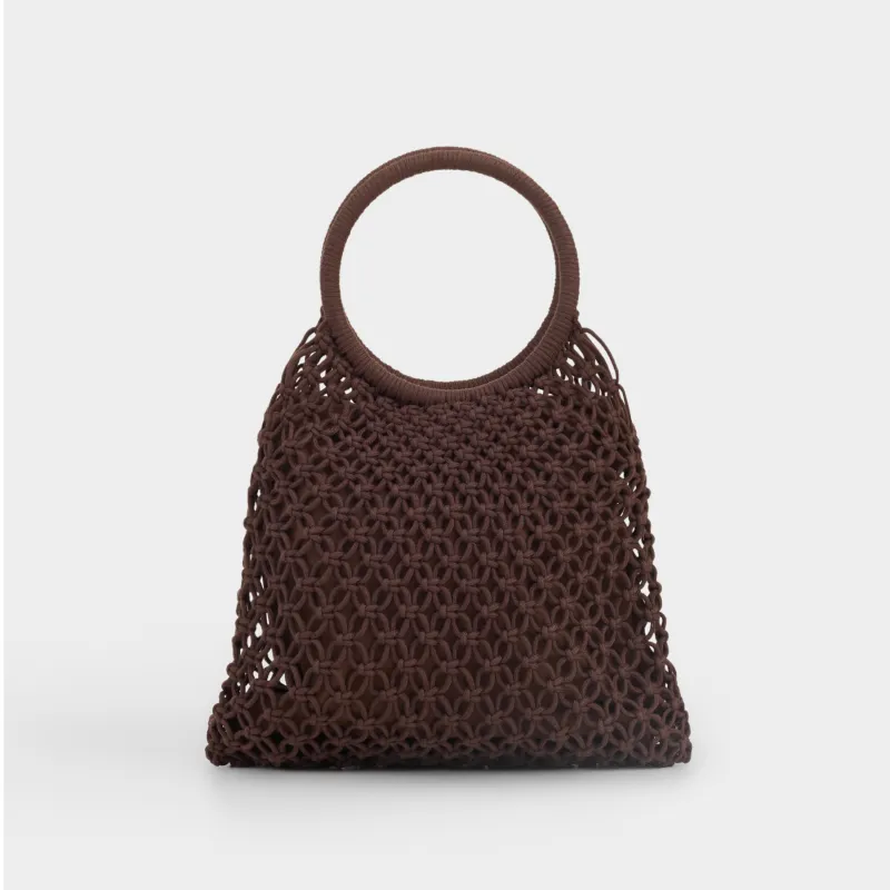 Сумка пляжная, 35х28 см, плетеная, полиэстер, коричневая, Stintino