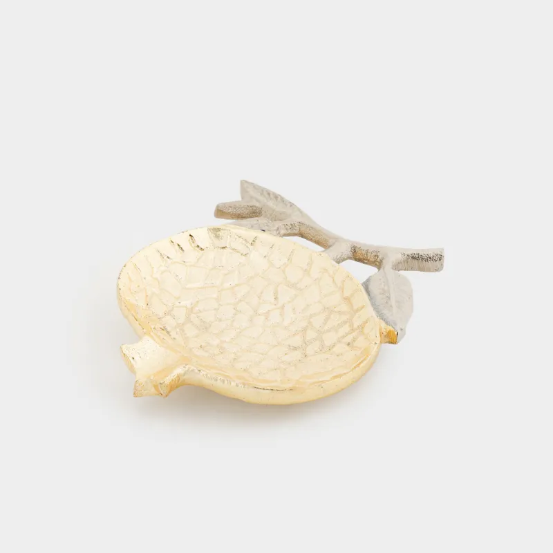 Сәндік ыдыс, 10х12 см, металл, алтын-күміс, Бұтақтағы анар, Pomegranate gold