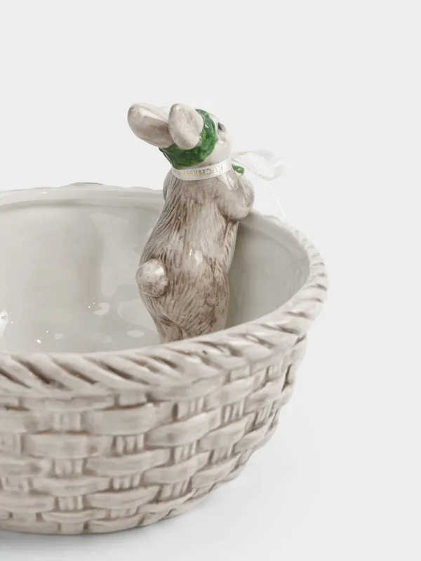 Конфетница, 20х14 см, 1,3 л, керамика D, молочно-коричневая, Кролик с венком, Easter lace, image-2